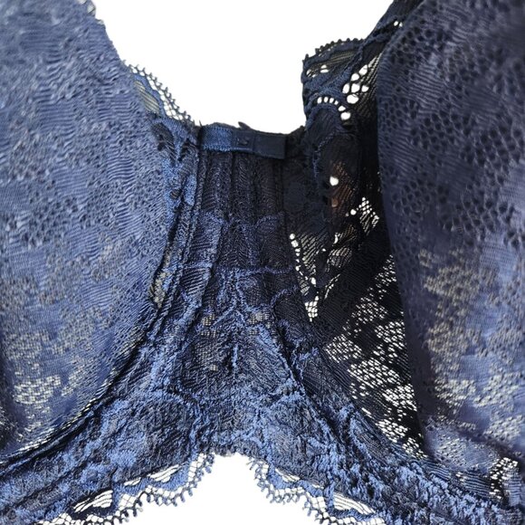 Panache Bra 40DD 40 E Blue Navy Women's Envy Bra Underwire Lace Back Close - Picture 4 of 9